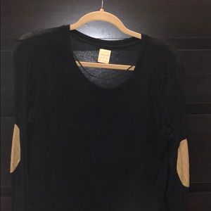 Zara black shirt with brown elbow pads